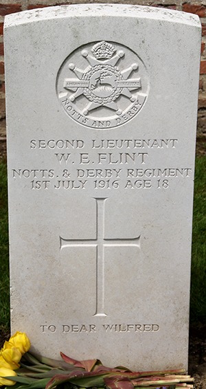 Second Lieutenant Wilfred Ernest Flint grave