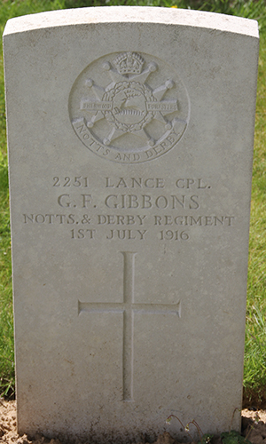 Lance Corporal George Fletcher Gibbons grave
