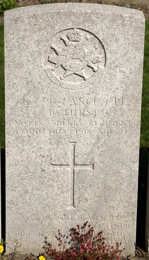 Lance Corporal Ernest Hirst grave