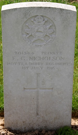 Private F. G. Nicholson grave