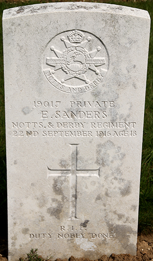 Private Ernest Sanders grave