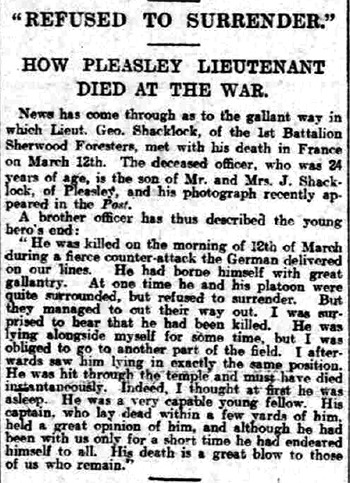 Second Lieutenant George Miller Shacklock artb