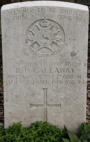 Second Lieutenant Robert Furley Callaway grave