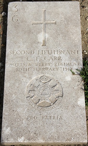 Second Lieutenant Charles Frederick Carr grave