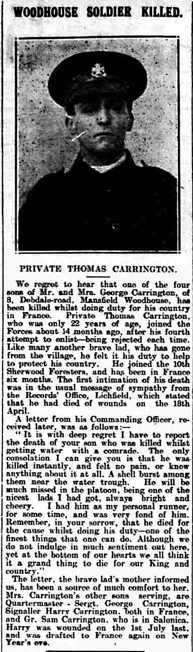 Private Thomas Carrington article