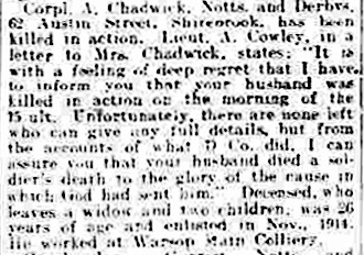 Corporal Albany Chadwick srticle