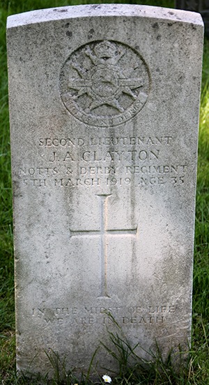 Second Lieutenant J. A. Clayton grave