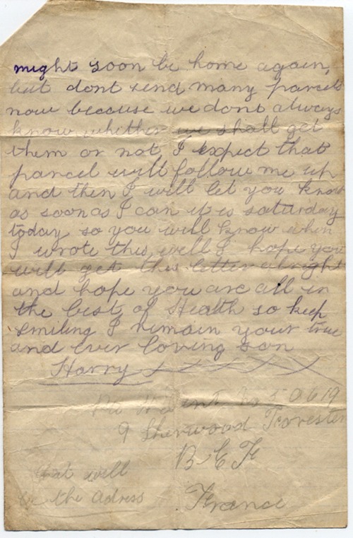 Private Harry Dent letter 2