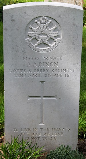 Private Arthur Augustus Dixon grave