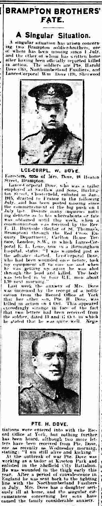 Lance Corporal William H. Dove article