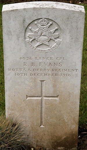 Lance Corporal Richard Blanchard Evans grave