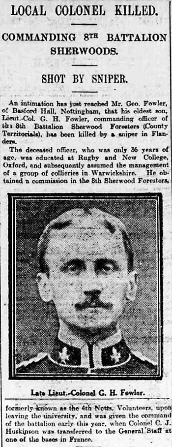 Lieutenant Colonel George Herbert Fowler article