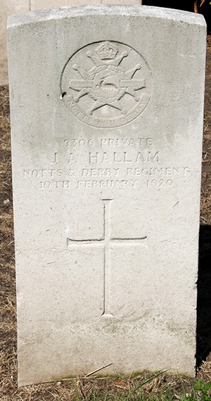 Private J. A. Hallam grave