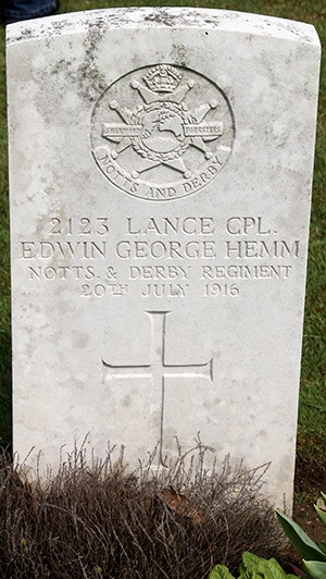 Lance Corporal Edwin George Hemm grave