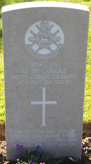 Lance Corporal George William Lomas grave