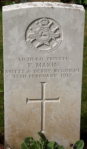 Private F. Makin grave