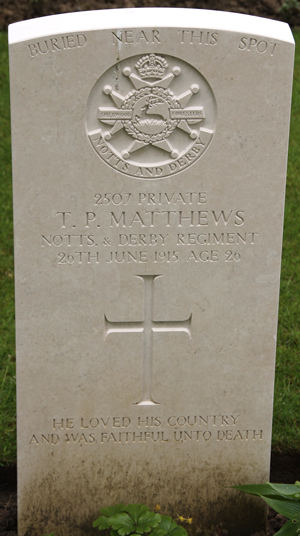 Private Thomas Percy Matthews grave
