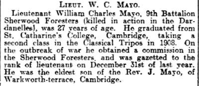 Lieutenant William Charles Mayo article