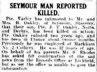 Private John Thomas Oakley article