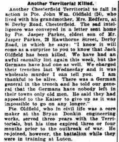 Private John William Oldfield